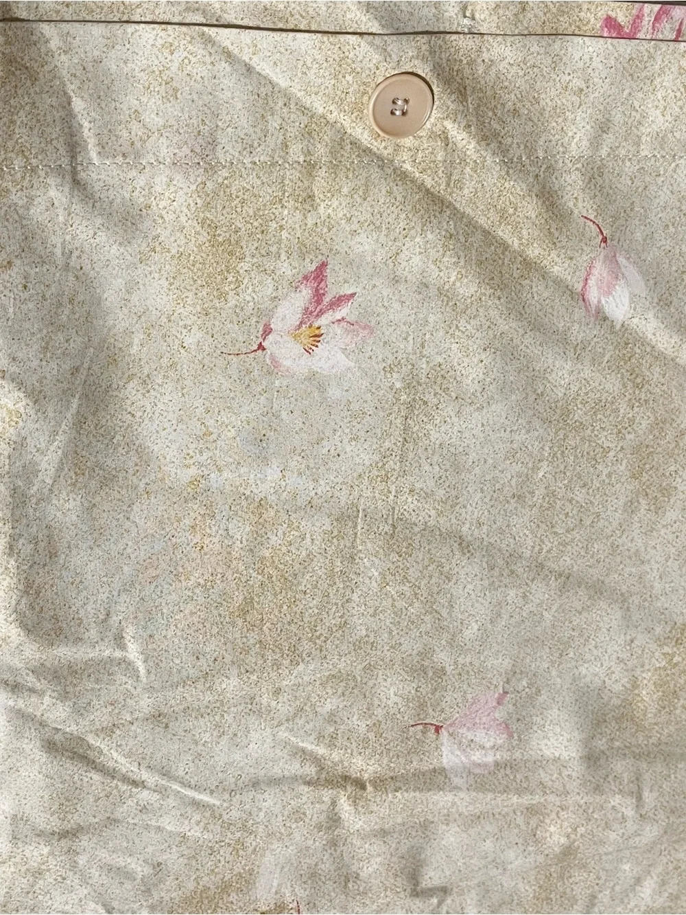 Calvin Klein Duvet Cover*w delicate Asian Pink Cherry blossom Accents On Beige
